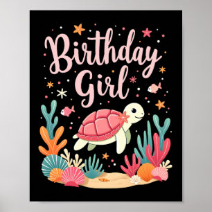 Verjaardagsmeisje Zeeschildpad Thema Verjaardagsfe Poster