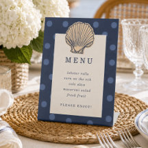 Verjaardagsmenu bord 'Preppy Coastal Shell' voor e