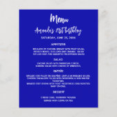 Verjaardagsmenu koninklijk blauw wit leuke weetjes (Voorkant)