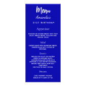 Verjaardagsmenu koninklijk blauw wit reclamekaart (Voorkant)