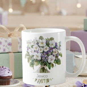 Verjaardagsmok met geboortebloem februari Vioolt Koffiemok