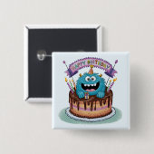 Verjaardagsmonster Vierkante Button 5,1 Cm (Voorkant /achterkant)