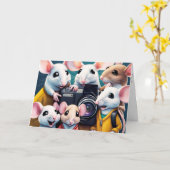 Verjaardagsmuizen Poseren met een camera Kaart (Gele Bloem)