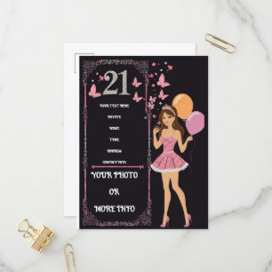 Verjaardagsontwerp met gepersonaliseerde foto-opti uitnodiging briefkaart