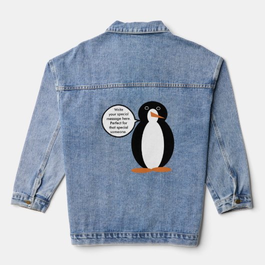 Verjaardagspak praten Ms. Penguin gepersonaliseerd Denim Jacket (Achterkant)