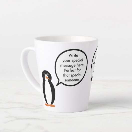 Verjaardagspak praten Ms. Penguin gepersonaliseerd Latte Mok (Linkerhoek)