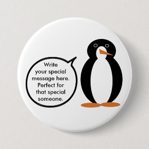 Verjaardagspak praten Ms. Penguin gepersonaliseerd Ronde Button 7,6 Cm