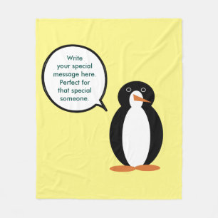 Verjaardagspak pratende mevrouw pinguïn gepersonal fleece deken
