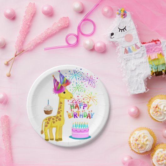 Verjaardagspapier Borden, Giraffe Papieren Bordje (Feest)