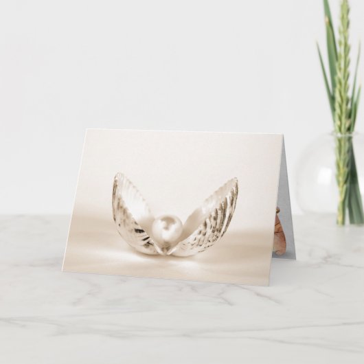 Verjaardagsparel in oesterschelp kaart (Voorkant)