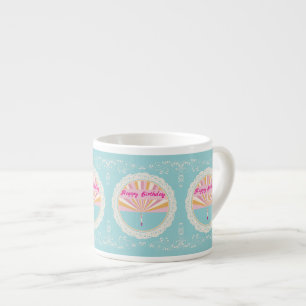 Verjaardagsplezier Mok, Blauw Roze Regenboog Espresso Kop