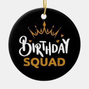 Verjaardagsploeg Feest Matching Familie Groep Grap Keramisch Ornament