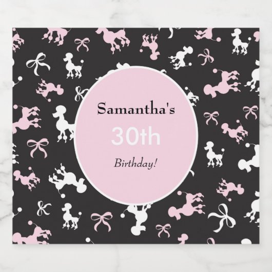  verjaardagspoedels sparkling wijnetiket (Enkel label)