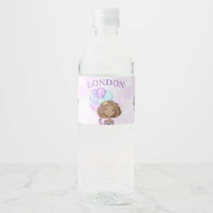 Verjaardagsprinses Afro-Amerikaans Lavendel Waterfles Etiket