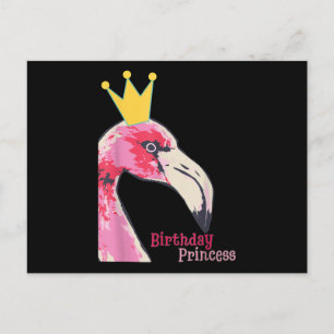 Verjaardagsprinses meisje flamingo   Schattige fla Briefkaart