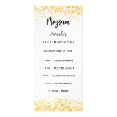 Verjaardagsprogramma Menu witgouden confetti (Voorkant)