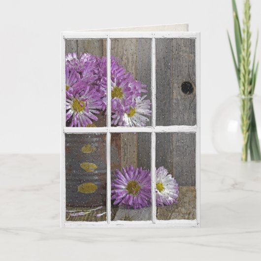 verjaardagsregen op het raam met mams kaart (Voorkant)