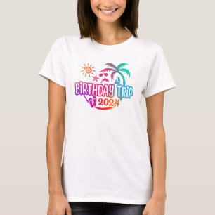 Verjaardagsreis met tropisch thema en strand t-shirt