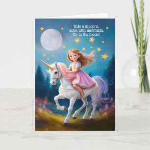 Verjaardagsrit met een eenhoorn Vlieg naar de maan Kaart