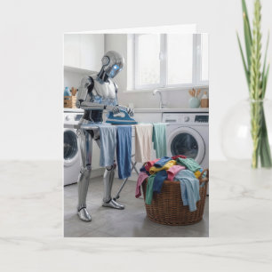 Verjaardagsrobot strijkend kleren kaart