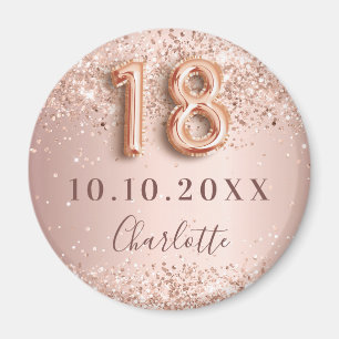 Verjaardagsroze gouden blush save the date voor 18 magneet