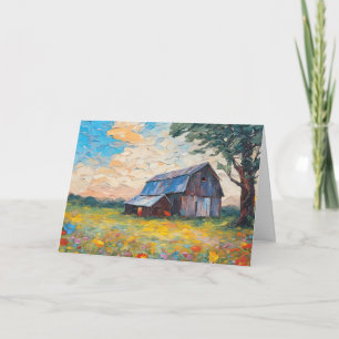 Verjaardagsschuur in wilde bloemenveld kaart