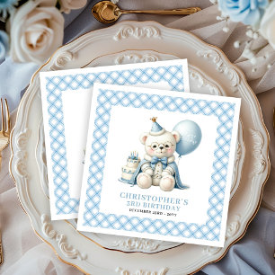 Verjaardagsservetten Cute Boy Teddybeer Ballonnen Servet
