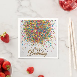 Verjaardagsservetten met regenboogconfetti Kleur Servet