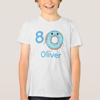 Verjaardagsshirt met donut bedrukt met naam Tri-Blend shirt
