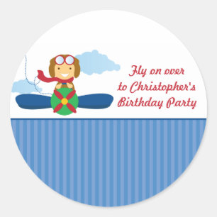 verjaardagsstickers van vliegdekvliegers met vlieg ronde sticker