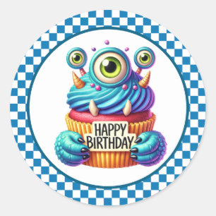 Verjaardagsstickers voor Cupcakes Ronde Sticker