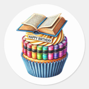 Verjaardagsstickers voor Cupcakes Ronde Sticker