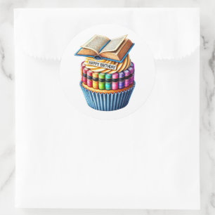 Verjaardagsstickers voor Cupcakes Ronde Sticker