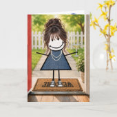 Verjaardagsstickfiguremeisje met Martini Kaart (Gele Bloem)