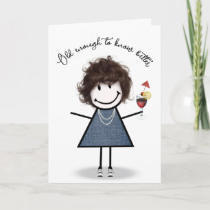 Verjaardagsstickfiguur met cocktail kaart