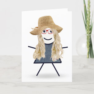 Verjaardagsstokfiguurtje met hoed kaart