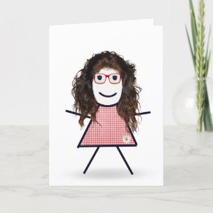 Verjaardagsstokfiguurtje voor zus kaart