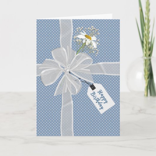 Verjaardagsstrik met Daisy On Gingham Kaart (Voorkant)