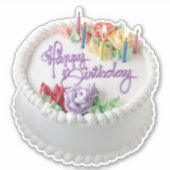 Verjaardagstaart 1 Sticker (Voorkant)