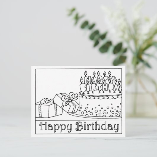 Verjaardagstaart Ansichtkaart Briefkaart (Staand voorkant)