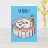 Verjaardagstaart cartoon illustratie kaart (Gele Bloem)