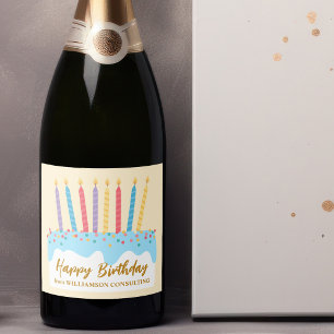 Verjaardagstaart Chic Aangepaste Feest Sparkling Wijnetiket