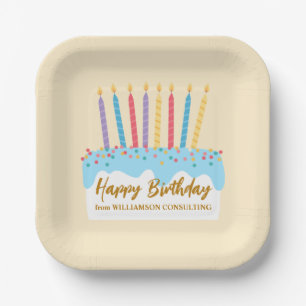 Verjaardagstaart Chic Aangepaste Kantoorfeest Papieren Bordje