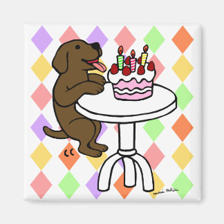 Verjaardagstaart Chocolade Labrador Cartoon Magneet