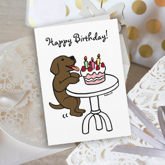 Verjaardagstaart Chocolade Labrador Cartoon Plain Kaart