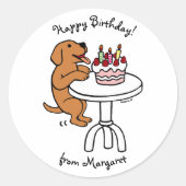 Verjaardagstaart Fox Red Labrador Cartoon Plain Ronde Sticker (Voorkant)