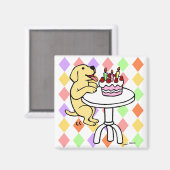 Verjaardagstaart Geel Labrador Cartoon Magneet (Voorkant / Achterkant)