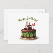 Verjaardagstaart Golfkarretje Briefkaart (Voorkant / Achterkant)