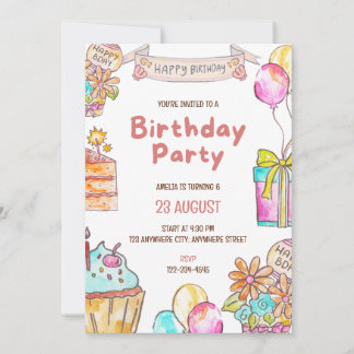 Verjaardagstaart Kinderfeest Uitnodiging