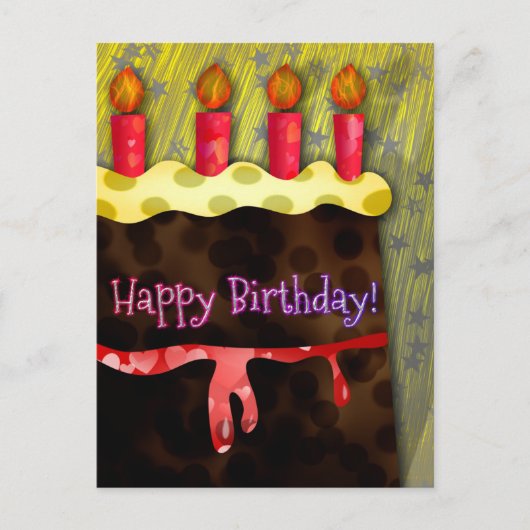 Verjaardagstaart met chocolade | Ansichtkaart Briefkaart (Voorkant)